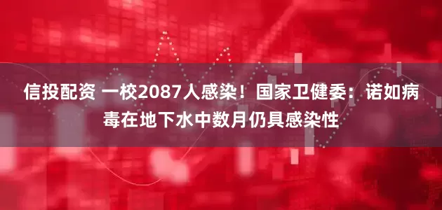 信投配资 一校2087人感染!国家卫健委:诺如病毒在地下水中数月仍具感染性