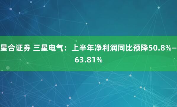 星合证券 三星电气：上半年净利润同比预降50.8%—63.81%